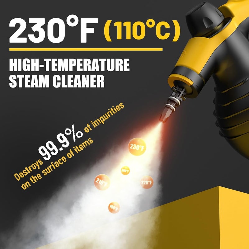 STEAMIFY Pressurized Deep Cleaning Steam Cleaner, Multi-Surface Nature Steamer with Safety Lock & 10Pcs Accessories, Powerful Handheld Steam Cleaner for Home, Car, Furniture, Bathroom, Window, Grease, Grout - Image 2